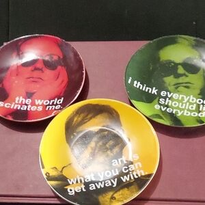 Rare Vintage Pop Art Icon Andy Warhol Set Of 3 Decorative Plates.